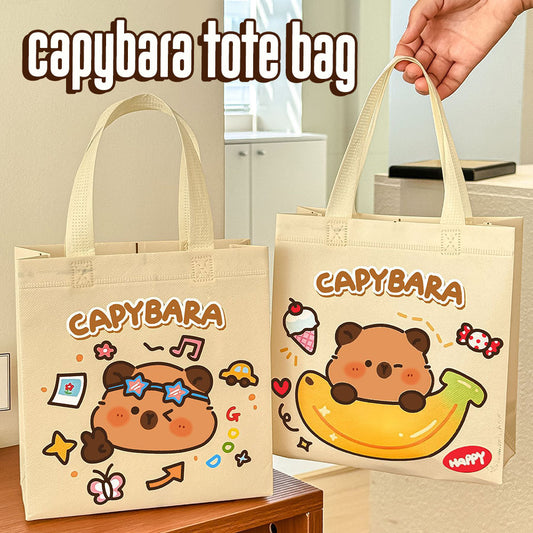 Tote Bag Capybara Tas Ultah Lipat Souvenir Goodie Bag Totebag Lucu Spunbond DCO2164
