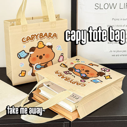 Tote Bag Capybara Tas Ultah Lipat Souvenir Goodie Bag Totebag Lucu Spunbond DCO2164