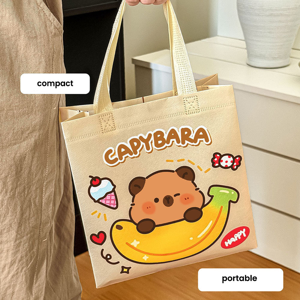 Tote Bag Capybara Tas Ultah Lipat Souvenir Goodie Bag Totebag Lucu Spunbond DCO2164