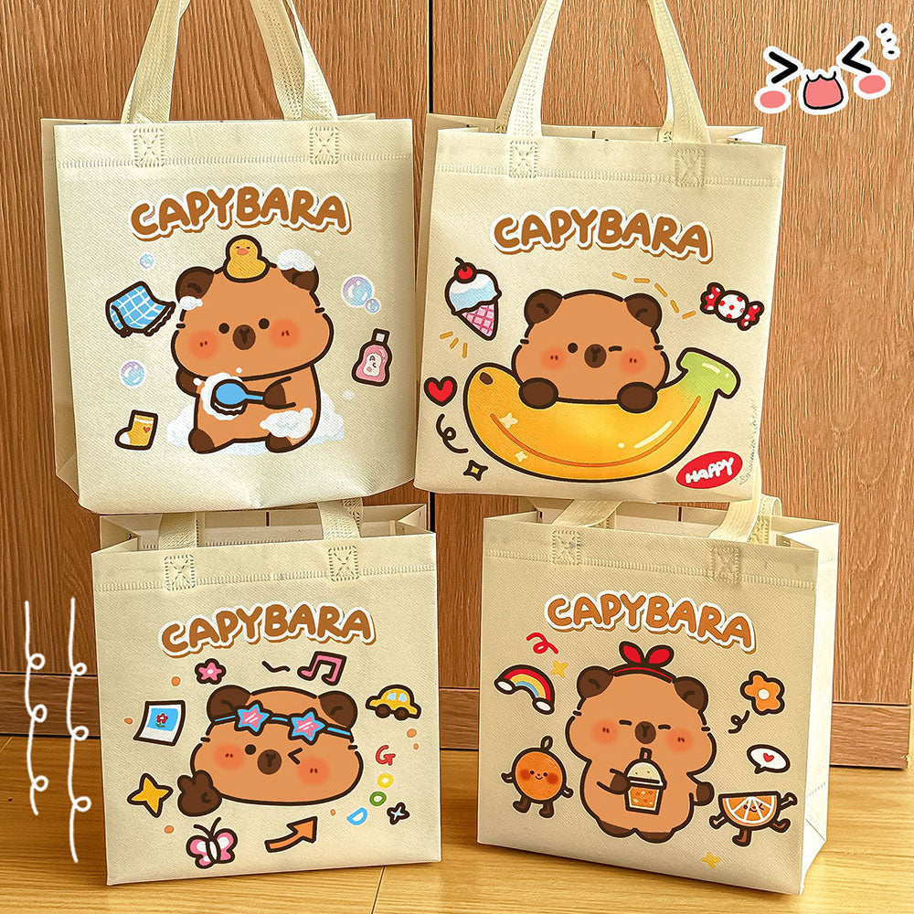 Tote Bag Capybara Tas Ultah Lipat Souvenir Goodie Bag Totebag Lucu Spunbond DCO2164