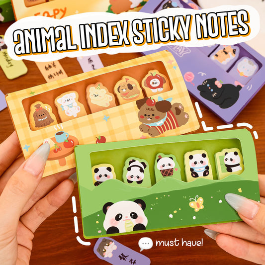 150 lembar Memopad Sticky Notes Memo Pad Catatan Bookmark Penanda Buku Hewan Lucu