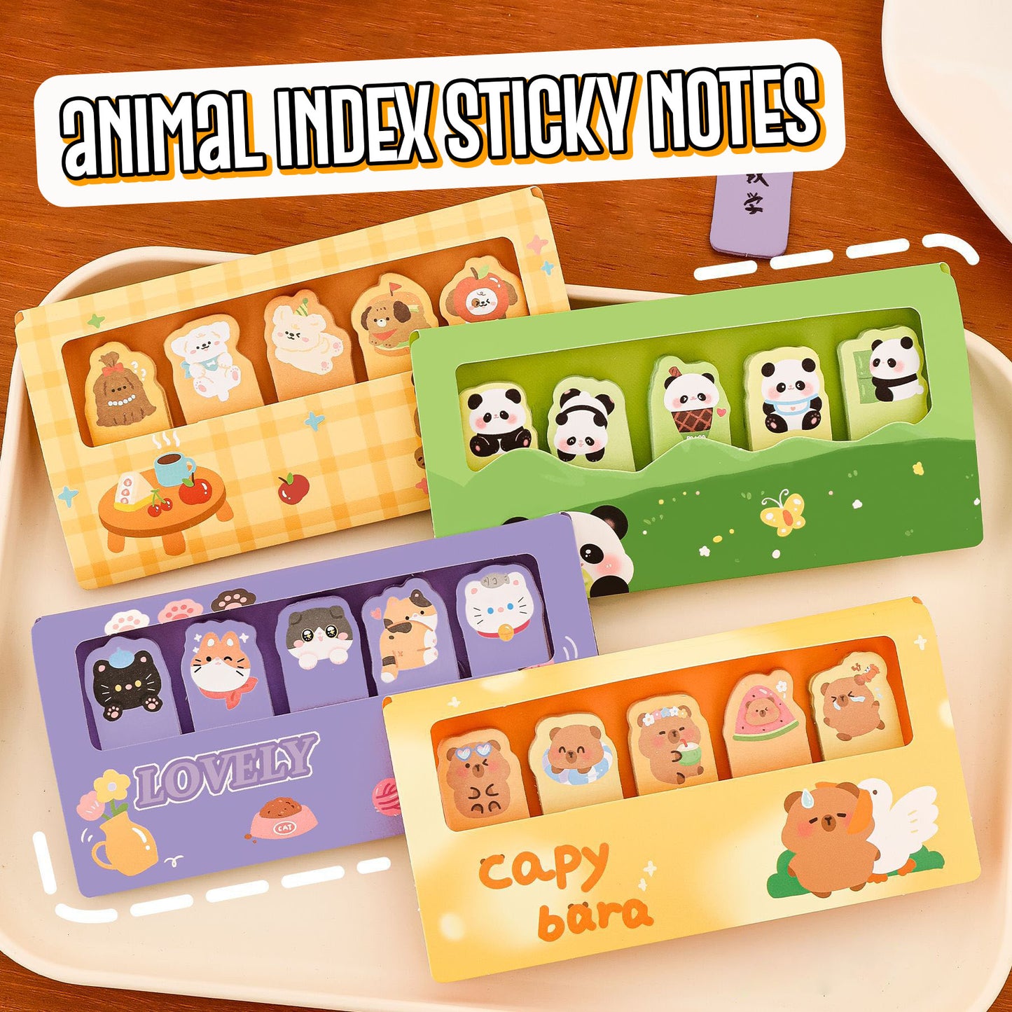 150 lembar Memopad Sticky Notes Memo Pad Catatan Bookmark Penanda Buku Hewan Lucu
