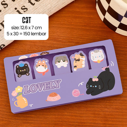 150 lembar Memopad Sticky Notes Memo Pad Catatan Bookmark Penanda Buku Hewan Lucu