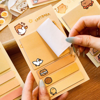 Sticky Notes 80 Lembar Karakter Kartun Lucu Capybara Memo dan Bookmark