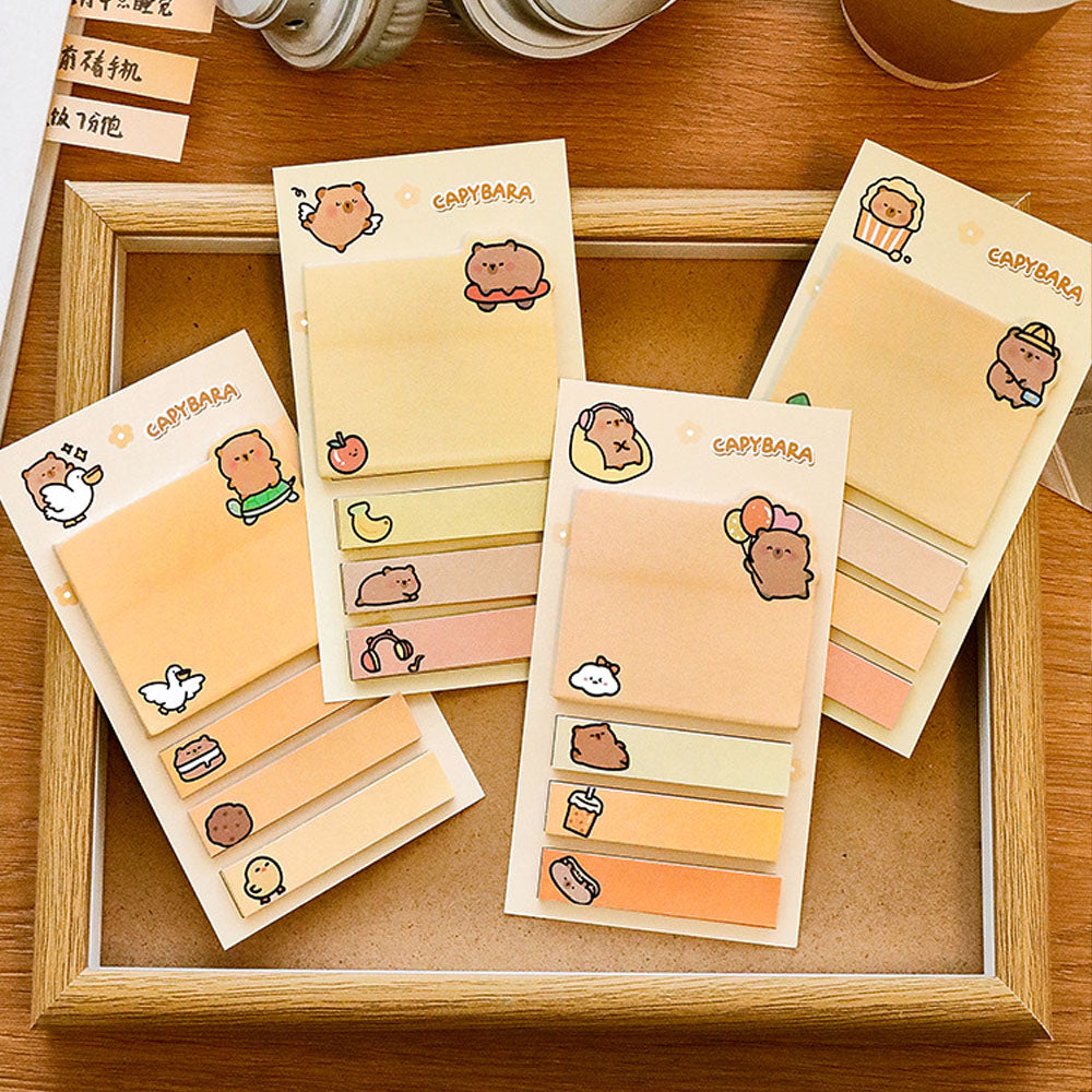 Sticky Notes 80 Lembar Karakter Kartun Lucu Capybara Memo dan Bookmark