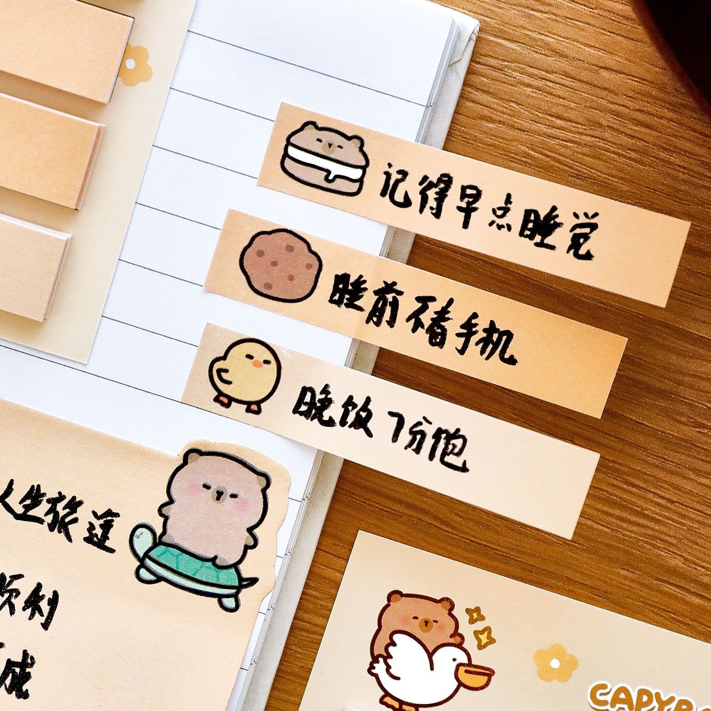 Sticky Notes 80 Lembar Karakter Kartun Lucu Capybara Memo dan Bookmark