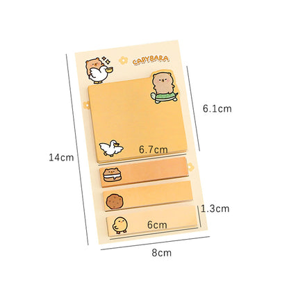 Sticky Notes 80 Lembar Karakter Kartun Lucu Capybara Memo dan Bookmark