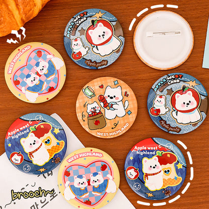 Bros Pin Karakter Kartun Capybara White Dog Lucu Cute Brooch