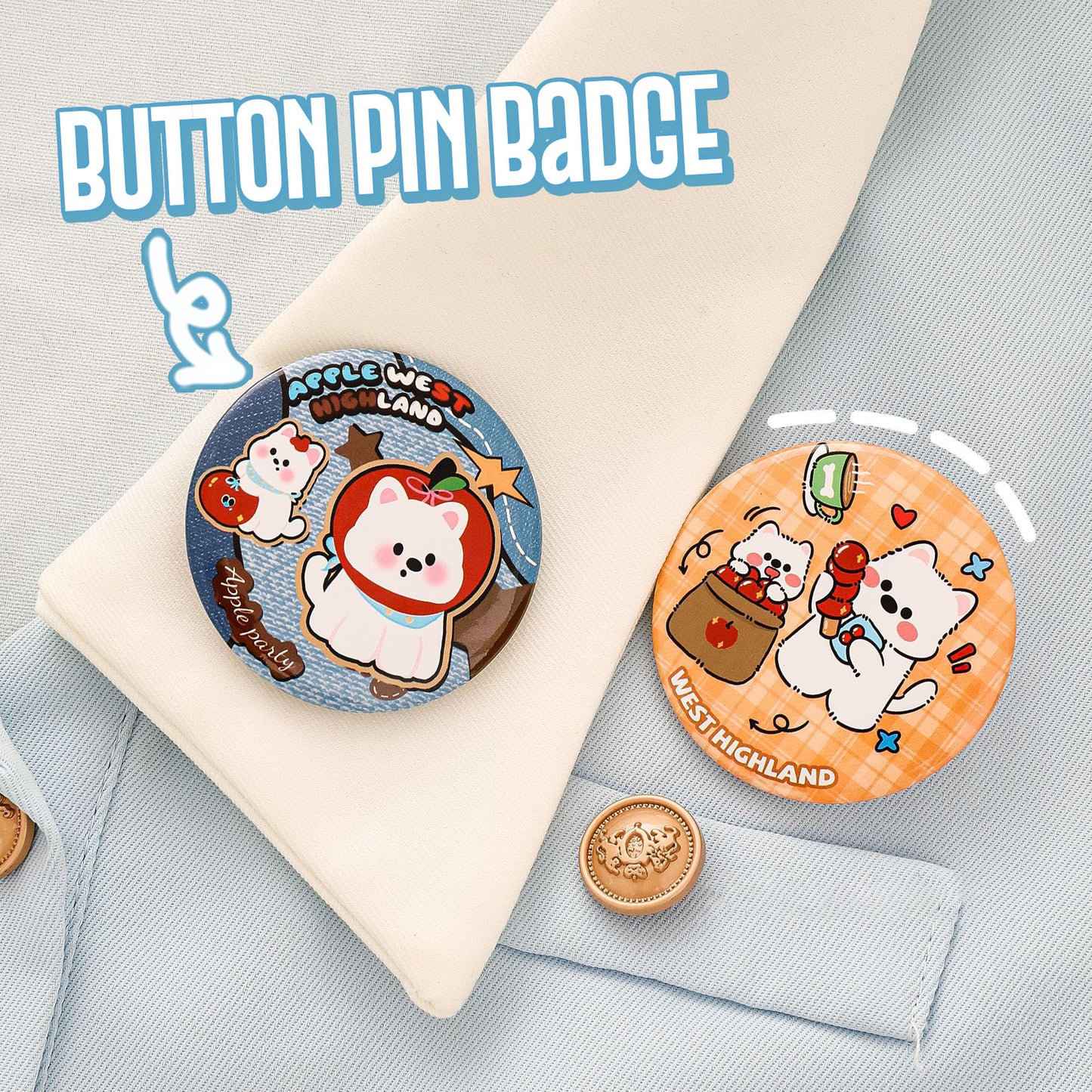 Bros Pin Karakter Kartun Capybara White Dog Lucu Cute Brooch