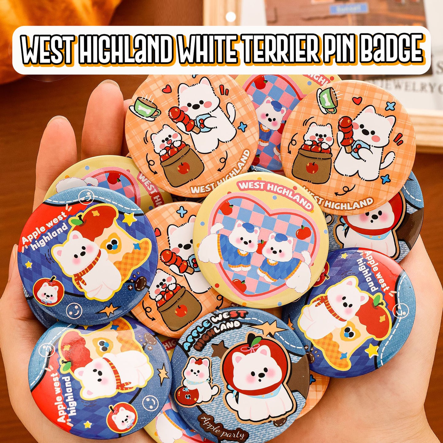 Bros Pin Karakter Kartun Capybara White Dog Lucu Cute Brooch