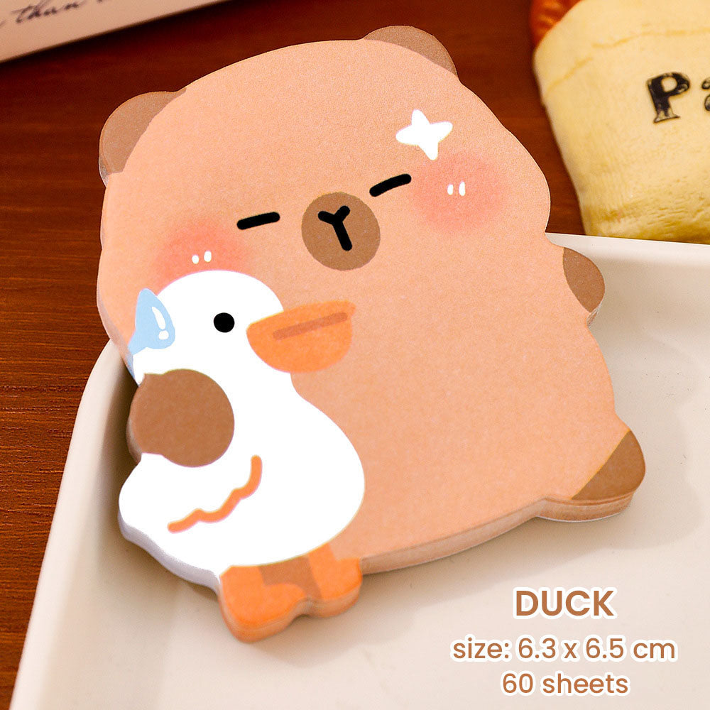 Sticky Notes 30 Lembar Hewan Roti Snack Capybara Lucu Catatan Tempel Aesthetic