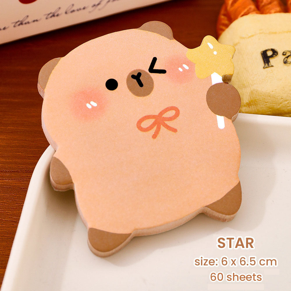 Sticky Notes 30 Lembar Hewan Roti Snack Capybara Lucu Catatan Tempel Aesthetic