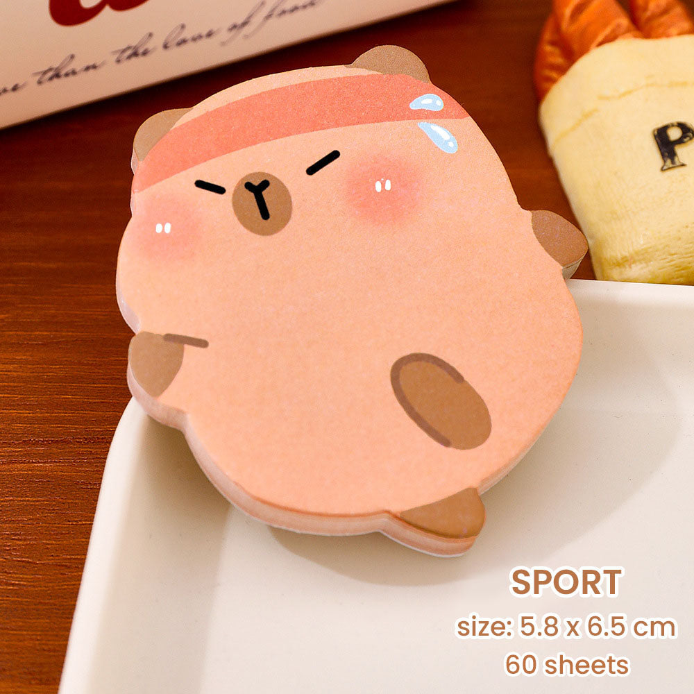 Sticky Notes 30 Lembar Hewan Roti Snack Capybara Lucu Catatan Tempel Aesthetic
