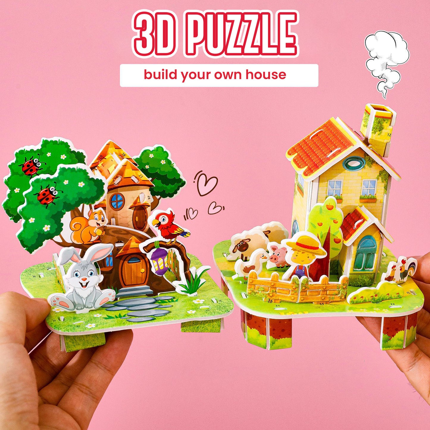 Puzzle DIY 3D Castle Farm Zoo Foam Mainan Edukasi Anak