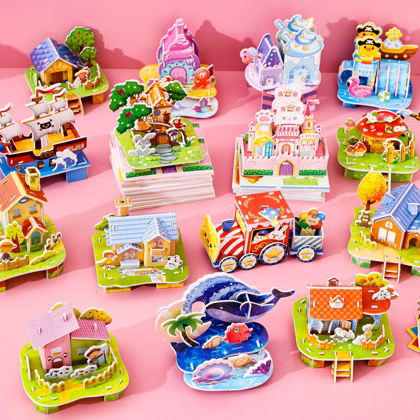 Puzzle DIY 3D Castle Farm Zoo Foam Mainan Edukasi Anak