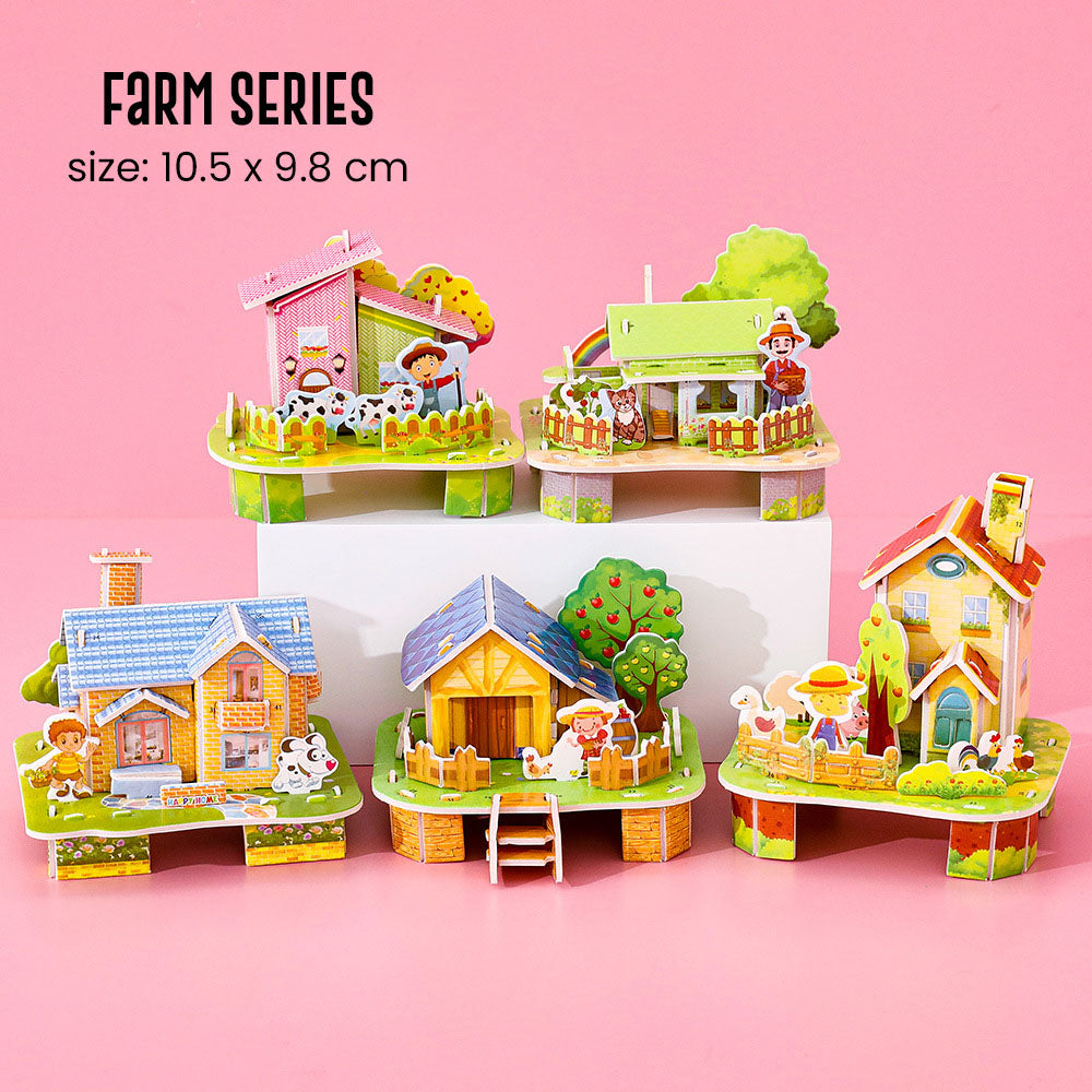 Puzzle DIY 3D Castle Farm Zoo Foam Mainan Edukasi Anak