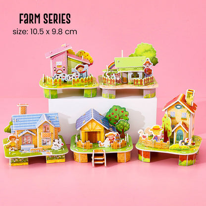 Puzzle DIY 3D Castle Farm Zoo Foam Mainan Edukasi Anak
