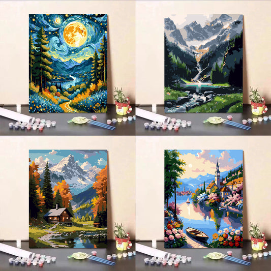 [30x40] Paint By Number Painting By Numbers Kit DIY Digital Oil Lukisan Canvas Scenery