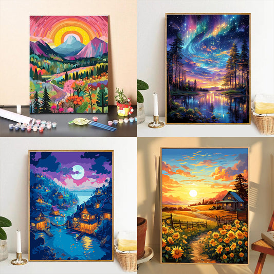 [30x40] Paint By Number Painting By Numbers Kit DIY Digital Oil Lukisan Canvas Scenery 5