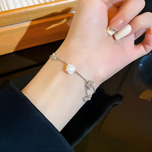 Bracelet Fresh Camellia Zircon Butterfly HXBS0376