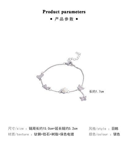 Bracelet Fresh Camellia Zircon Butterfly HXBS0376