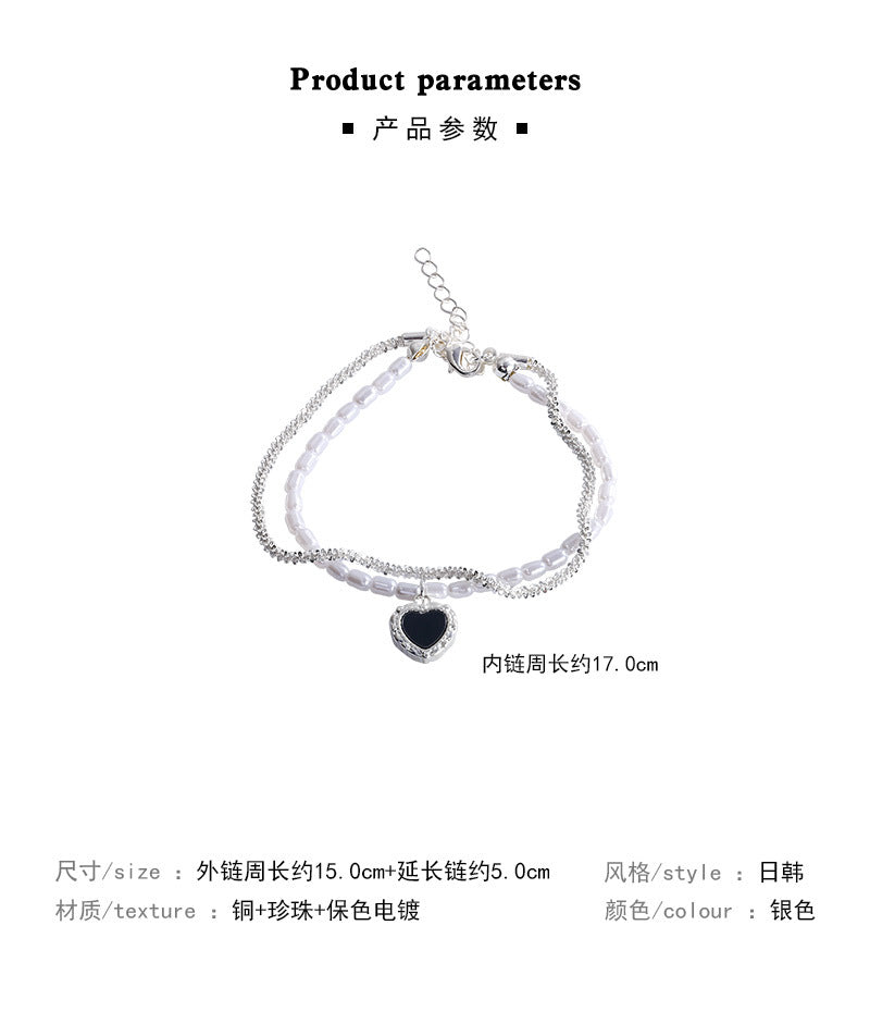 Bracelet Pearl Double Layer Heart HXBS0398