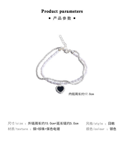 Bracelet Pearl Double Layer Heart HXBS0398