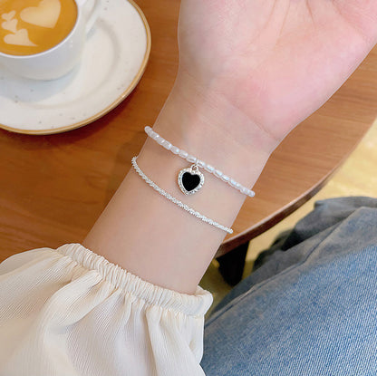 Bracelet Pearl Double Layer Heart HXBS0398