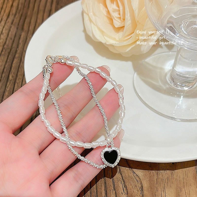 Bracelet Pearl Double Layer Heart HXBS0398