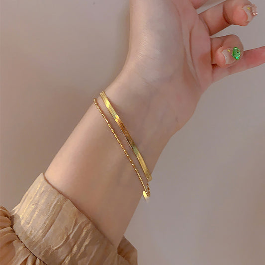 Bracelet Niche Snake Bone Chain Millet Grain Double Layer HXBS0479
