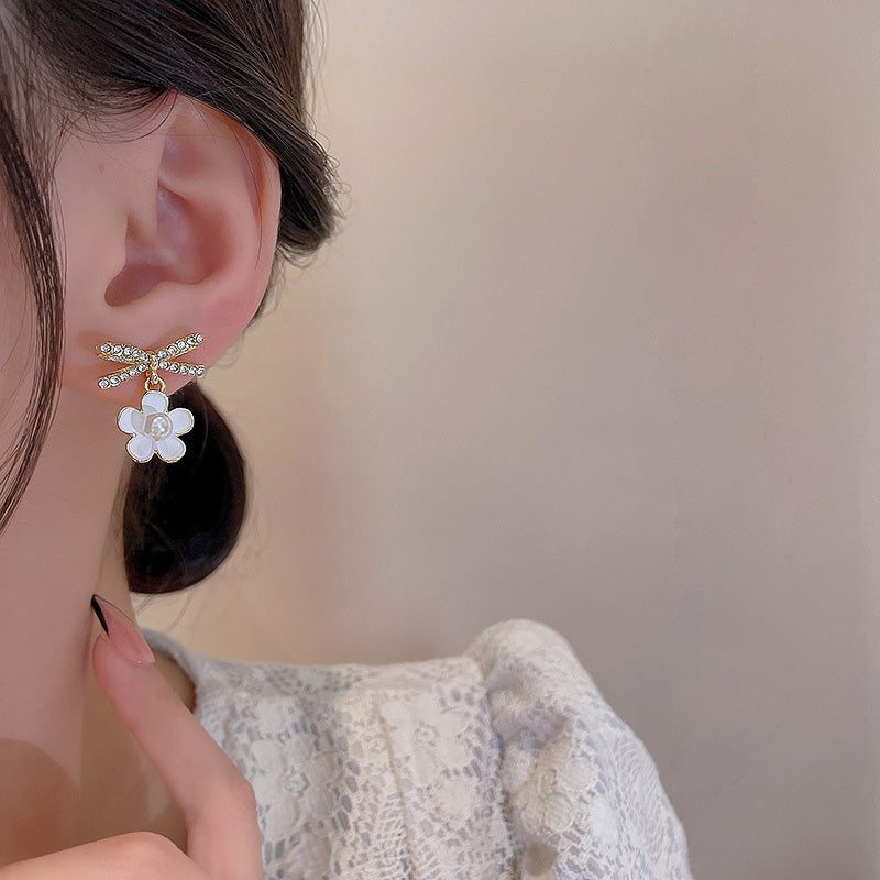 Earring Stud Niche Design Bow Flower HXEA0521