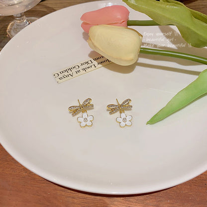 Earring Stud Niche Design Bow Flower HXEA0521