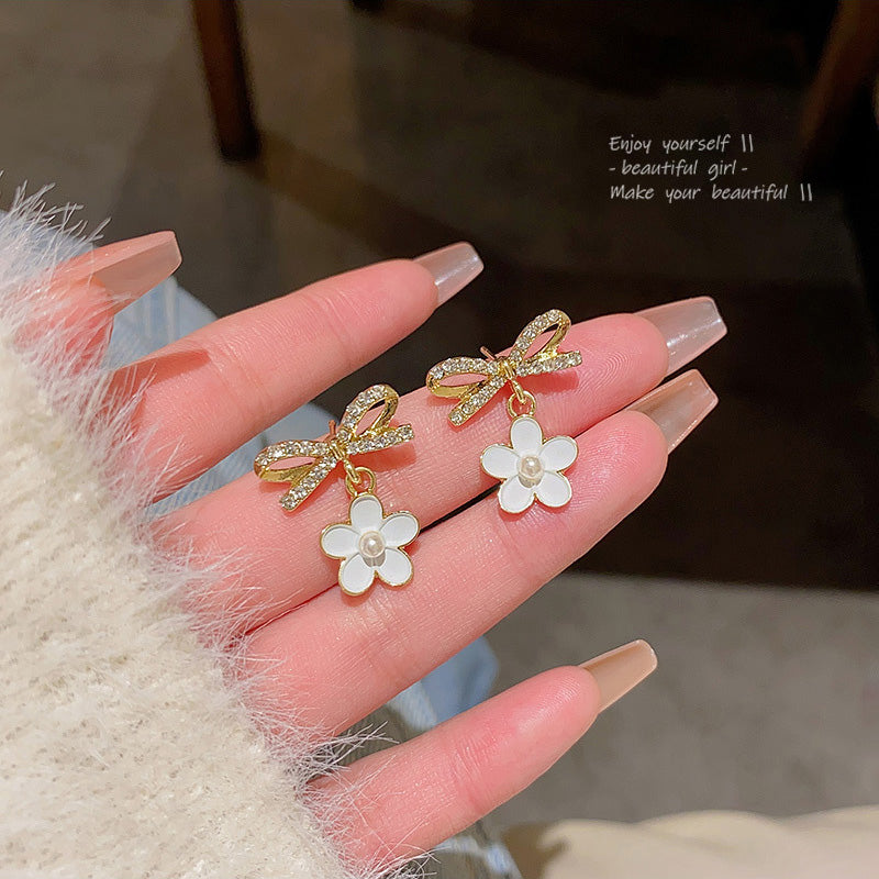 Earring Stud Niche Design Bow Flower HXEA0521