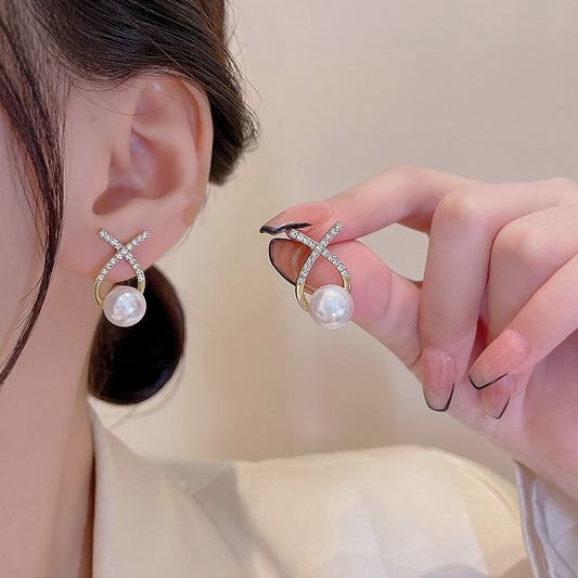 Earring Stud Niche Cross Set Diamond HXEA0531