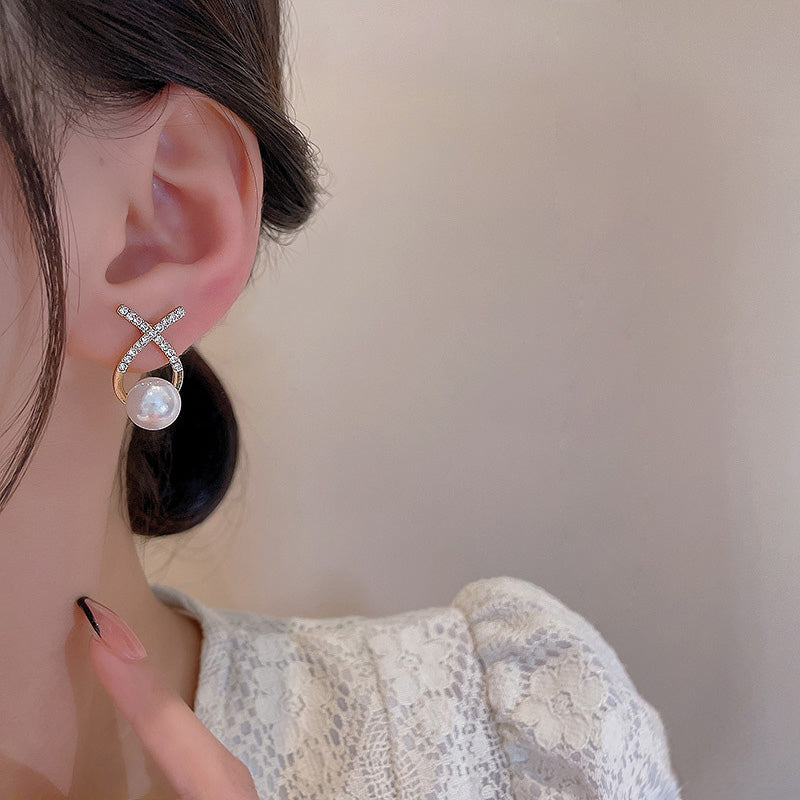 Earring Stud Niche Cross Set Diamond HXEA0531