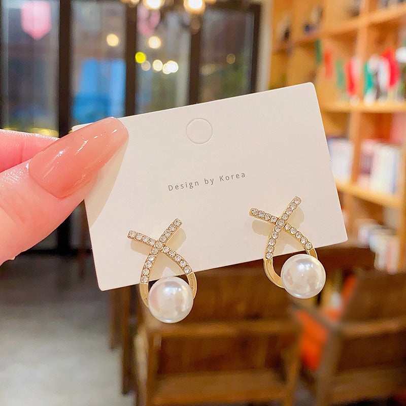 Earring Stud Niche Cross Set Diamond HXEA0531