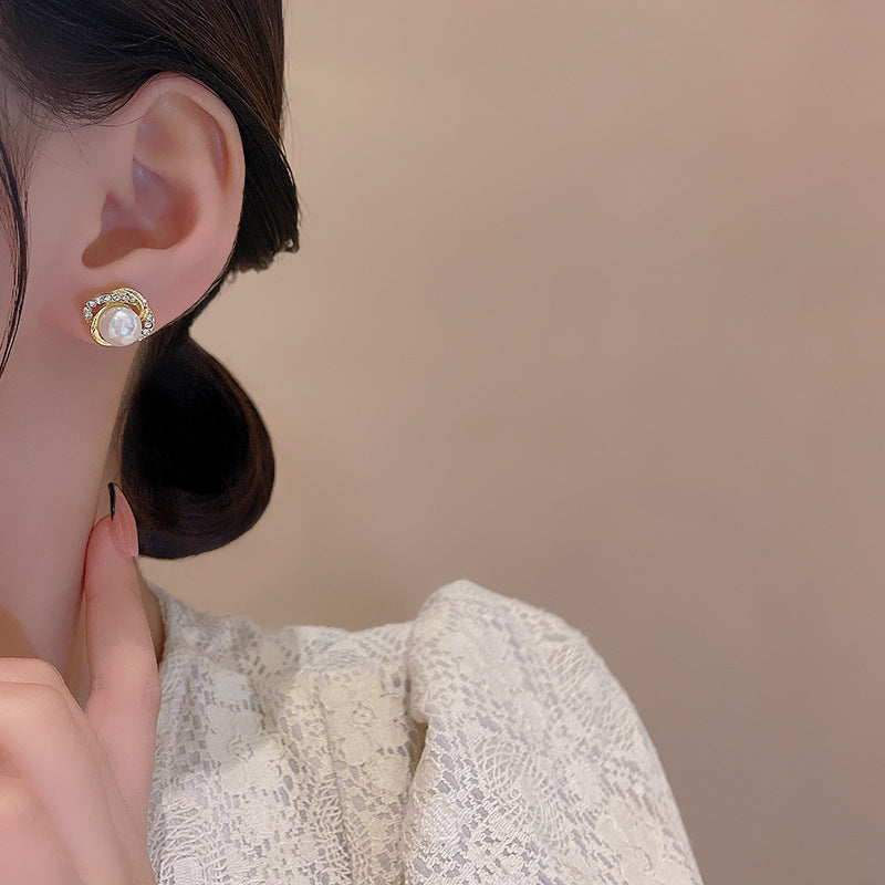 Earring Stud Simple Elegant Pearl Geometric HXEA0571