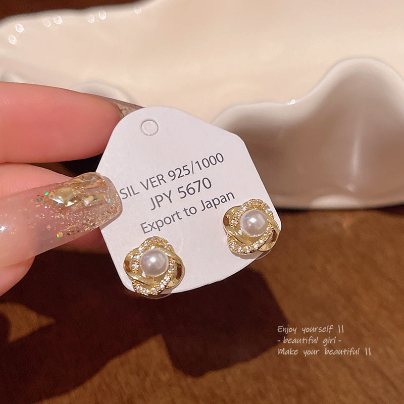 Earring Stud Simple Elegant Pearl Geometric HXEA0571