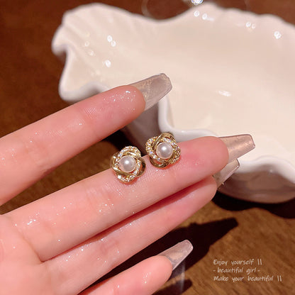 Earring Stud Simple Elegant Pearl Geometric HXEA0571