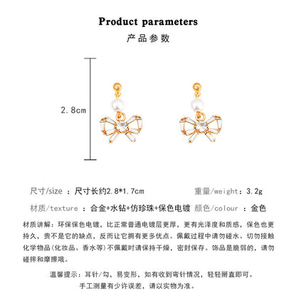 Earring Stud Pearl Zircon Bow HXEA0669