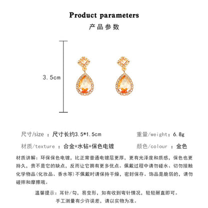 Earring Stud Versatile Temperament Zircon Drop Shaped HXEA0670