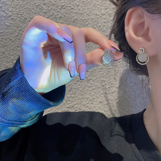Earring Stud Niche Cat's Eye Circle HXEA0908