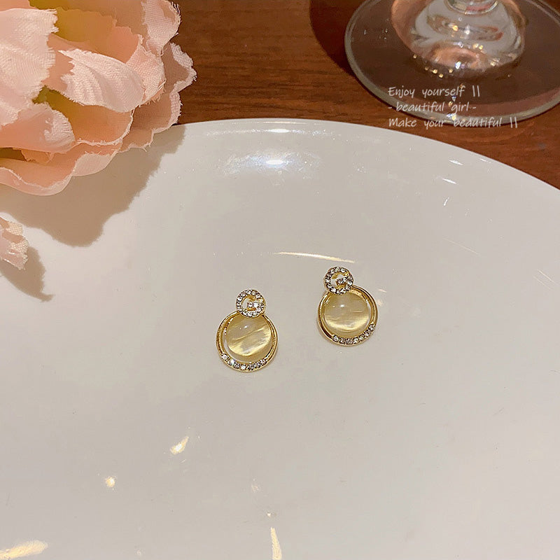 Earring Stud Niche Cat's Eye Circle HXEA0908