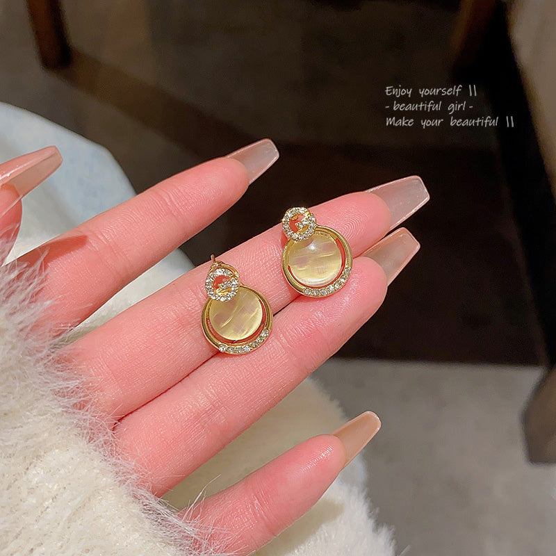 Earring Stud Niche Cat's Eye Circle HXEA0908