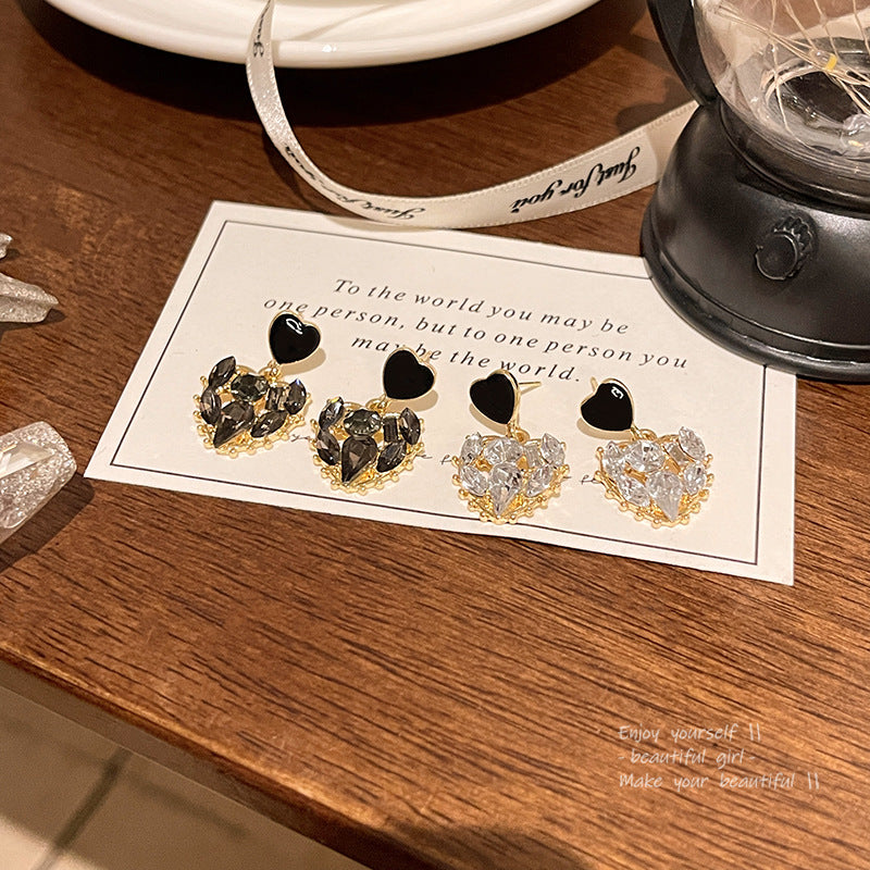 Earring Stud Niche High End Exquisite Love Zircon HXEA1004
