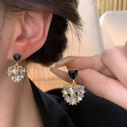 Earring Stud Niche High End Exquisite Love Zircon HXEA1004