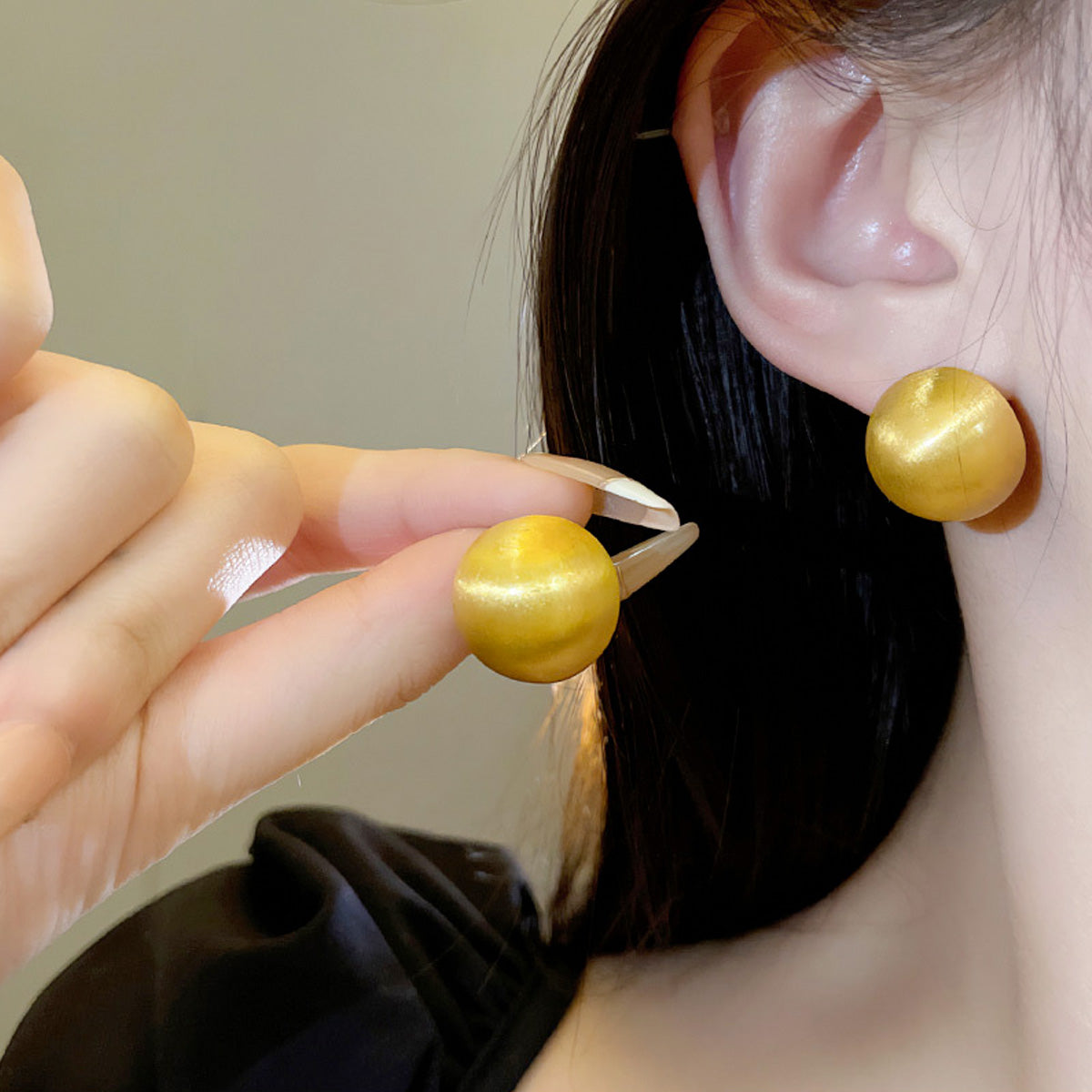 Earring Stud Exaggerated Geometric Brushed Frosted HXEA1040