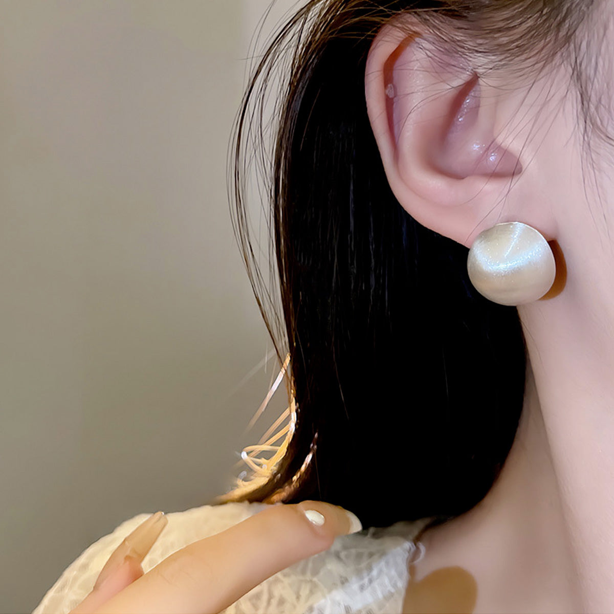 Earring Stud Exaggerated Geometric Brushed Frosted HXEA1040