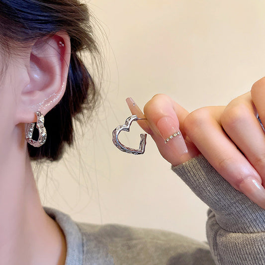 Earring Hoop Notch Love Peach Heart HXEA1076