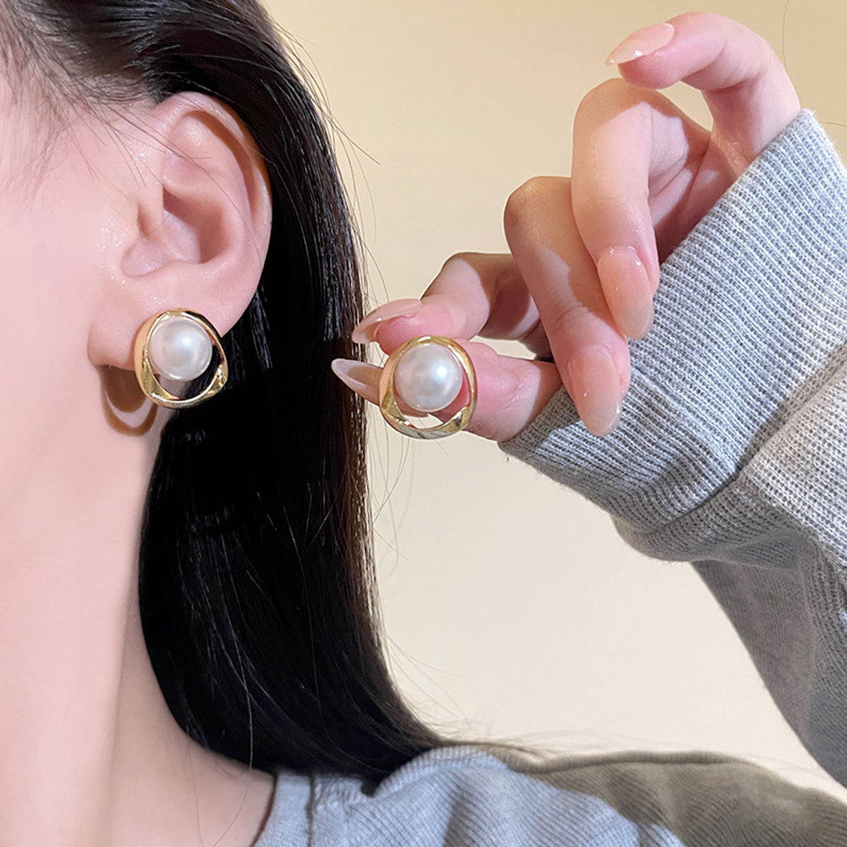 Earring Stud Super Fairy Temperament Simple Circle Geometric HXEA1085